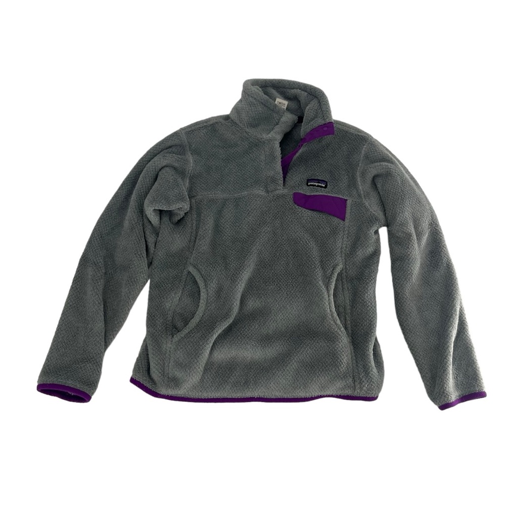 Patagonia Jacket Womens Small Grey Purple Re Tool Snap T Pullover 1/4‎ Button